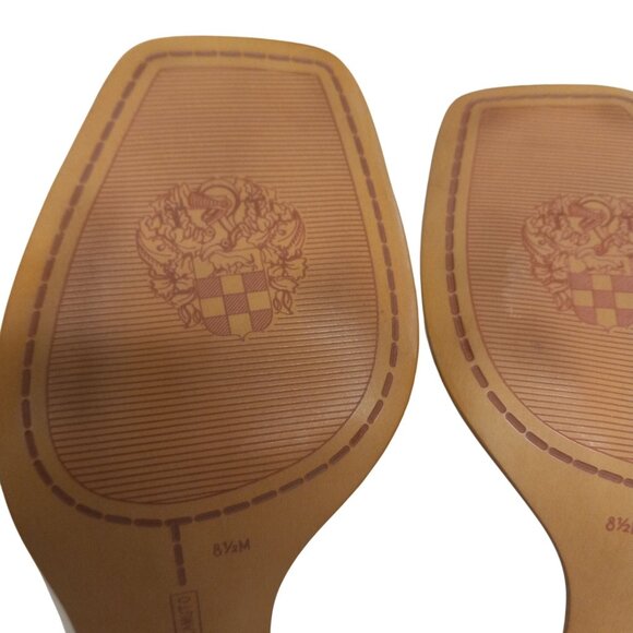 Vince Camuto 8.5 M Roskette Beige Leather Block Heel Sandals Open Toe Buckles - Picture 11 of 13